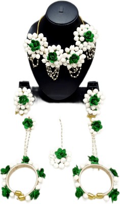 kalp creations Fabric Green, White Jewellery Set(Pack of 6)