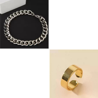MAATRCHAAYA Stainless Steel Gold-plated, Sterling Silver Gold, Silver Jewellery Set(Pack of 2)