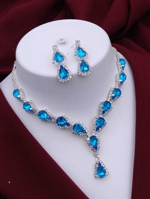ShringarHouse Stone, Alloy Sterling Silver, Silver Silver, Blue Jewellery Set(Pack of 1)