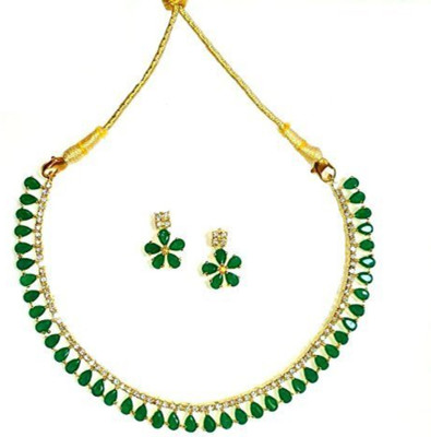 MSclassy Crystal Brass Green Jewellery Set(Pack of 1)