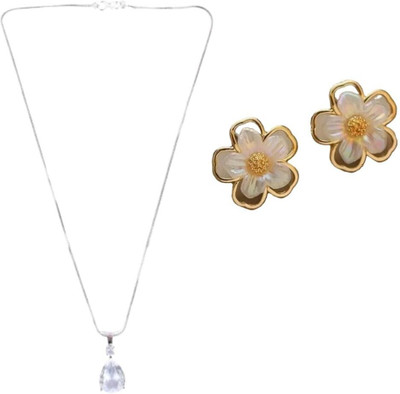 SRK Fashions Alloy White, Gold Jewellery Set(Pack of 1)