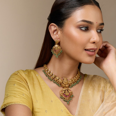 Kushal's Fashion Jewellery Copper Gold-plated Multicolor Jewellery Set(Pack of 3)