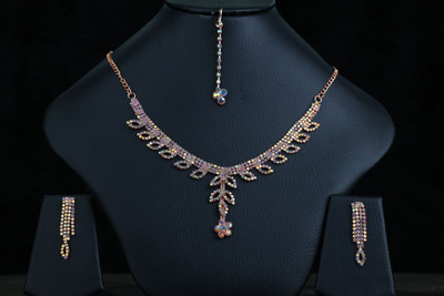 Shreeji Jewels Brass Rose Gold Jewellery Set(Pack of 2)