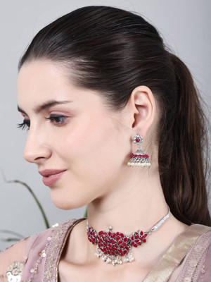 Anamya Collections Alloy Red Jewellery Set(Pack of 1)