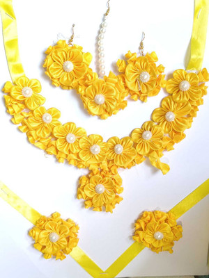 Life Style Collection Fabric Yellow Jewellery Set(Pack of 6)
