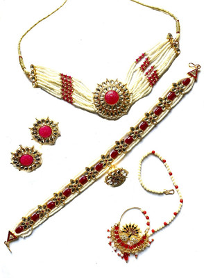 NIKYANKA Brass Gold-plated Pink Jewellery Set(Pack of 1)