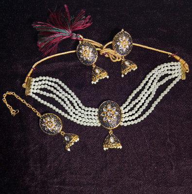 MAAIMPEX Alloy Gold-plated Black Jewellery Set(Pack of 1)