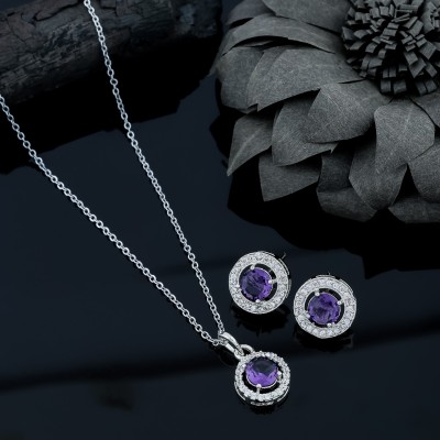 Peprika Sterling Silver Sterling Silver Purple Jewellery Set(Pack of 3)