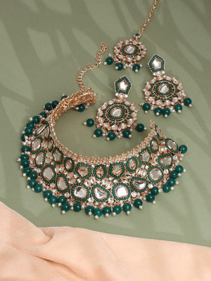 VATSALYA creation Alloy Gold-plated Green Jewellery Set(Pack of 1)