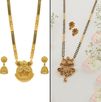 Sangria Brass Gold-plated Gold Jewellery Set(Pack of 2)