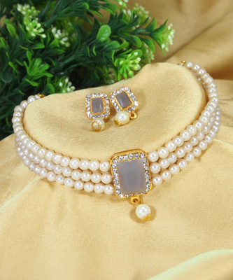 Shiv Alloy Gold-plated Grey Jewellery Set(Pack of 1)