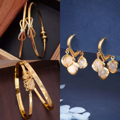 Divastri Brass Gold-plated Platinum, Rose Gold Jewellery Set(Pack of 3)