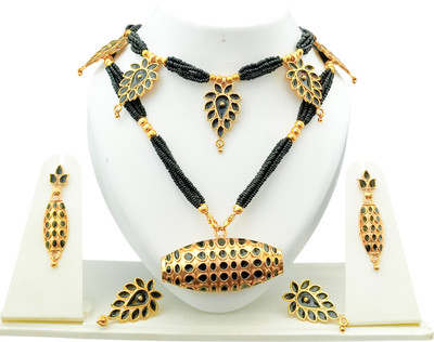 PC DEALER Copper Gold-plated Black Jewellery Set(Pack of 2)