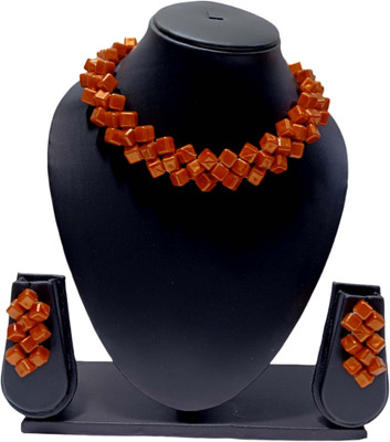 UTTARAI Alloy Gold-plated Orange Jewellery Set(Pack of 1)