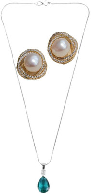 SKG Fashions Stone Green, White Jewellery Set(Pack of 1)