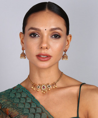 DC Alloy Gold, Maroon Jewellery Set(Pack of 1)