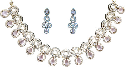 Krishna Creations JP Alloy Silver Pink Jewellery Set(Pack of 3)