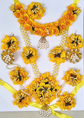 house of common Fabric Yellow Jewellery Set(Pack of 3)