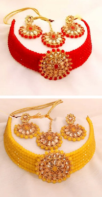 SweetArt Alloy Gold-plated Multicolor Jewellery Set(Pack of 2)