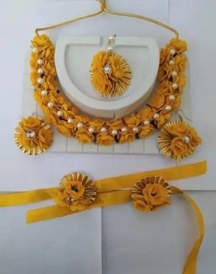 KANISHA ENTERPRISES Fabric Yellow Jewellery Set(Pack of 1)