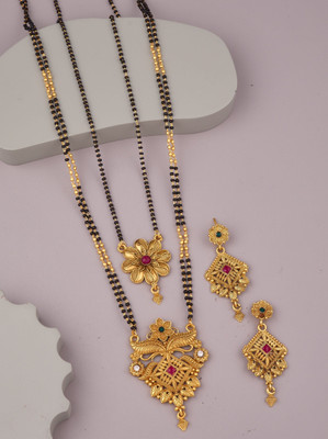 house of common Alloy Gold-plated Gold, Black Jewellery Set(Pack of 2)