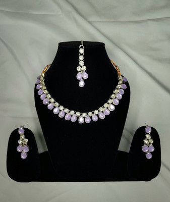 Jwala Alloy Rhodium Purple Jewellery Set(Pack of 1)
