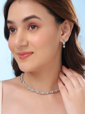 YELLOW CHIMES Alloy Rhodium Silver Jewellery Set(Pack of 1)