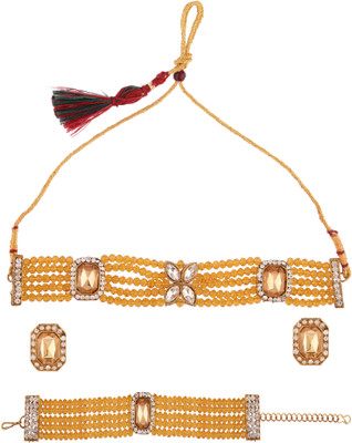 CATALYST Crystal Gold-plated Brown Jewellery Set(Pack of 1)