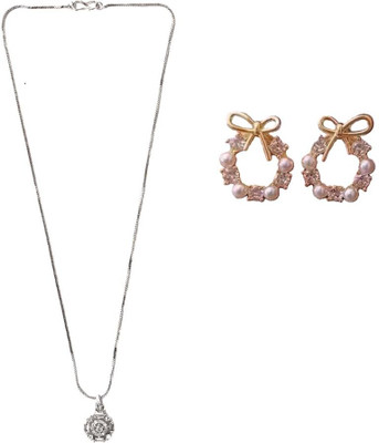 SRK Fashions Alloy Silver, White Jewellery Set(Pack of 1)