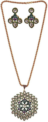 Kezlin Brass Gold-plated Green Jewellery Set(Pack of 1)