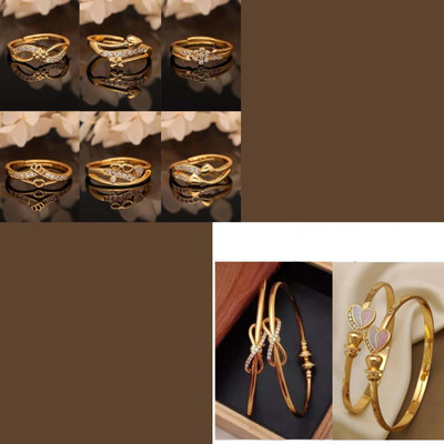 brado jewellery Brass Gold-plated Red, Gold Jewellery Set(Pack of 8)