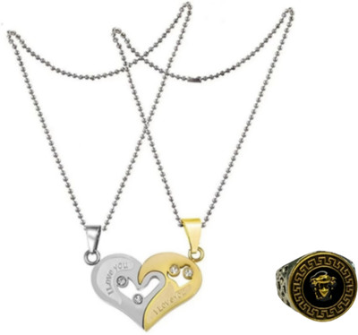 house of common Brass, Alloy, Stainless Steel Gold-plated, Sterling Silver, Titanium Silver, Black, Gold Jewellery Set(Pack of 2)