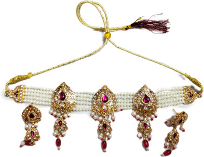 Kanha Creations Brass Gold-plated White, Gold Jewellery Set(Pack of 1)
