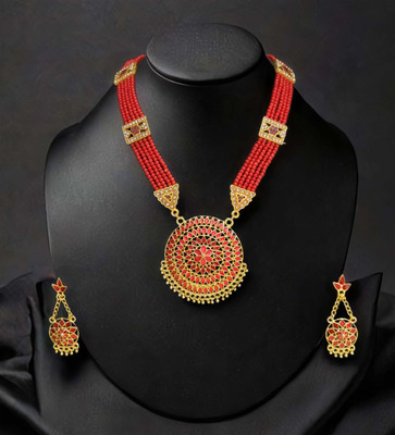 balaji gold Copper Gold-plated Red Jewellery Set(Pack of 1)