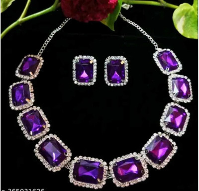 KRIVA Copper Silver Purple Jewellery Set(Pack of 1)