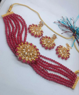 SKRP TRADERS Alloy Gold-plated Pink Jewellery Set(Pack of 2)