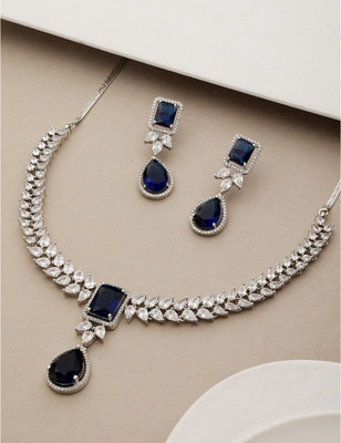 AKENTERPRISE Brass Silver Blue Jewellery Set(Pack of 1)