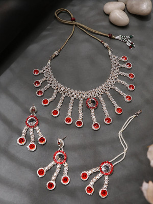 CHARMING JEWELS Brass Gold-plated Red Jewellery Set(Pack of 4)