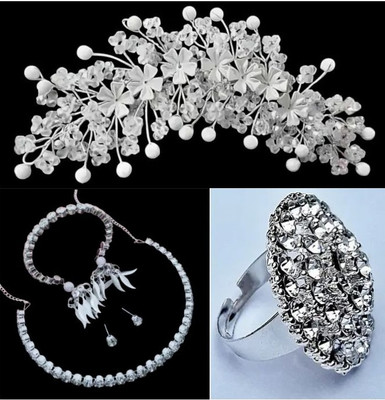 Mmu Fashion Alloy Silver Silver Jewellery Set(Pack of 4)
