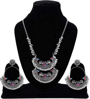 Etasha Oxidised Silver, Alloy Sterling Silver Multicolor Jewellery Set(Pack of 1)