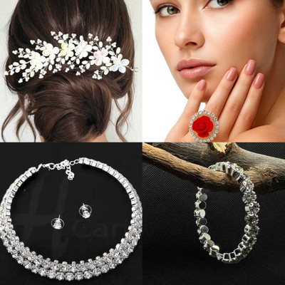 GLAMZY JEWELS Alloy Silver Jewellery Set(Pack of 3)