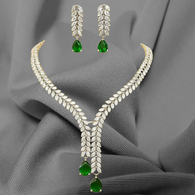 Amoha Lifestyle Alloy Silver Silver, Green Jewellery Set(Pack of 3)