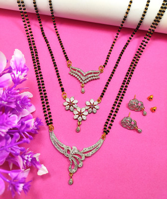 Divyanshi Collection Brass Silver Silver, Black, Gold Jewellery Set(Pack of 3)