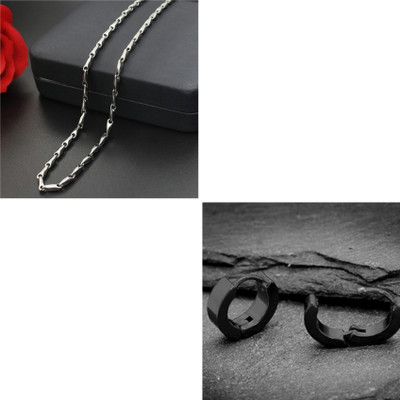 MAATRCHAAYA Stainless Steel Sterling Silver, Titanium Black, Silver Jewellery Set(Pack of 2)