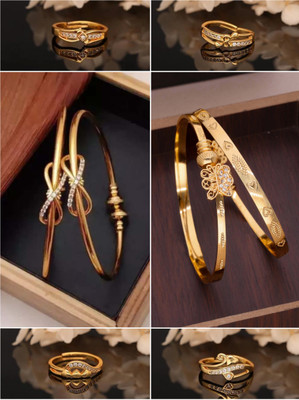 ANOUK Brass Diamond Gold-plated Ring Bangle(Pack of 6)