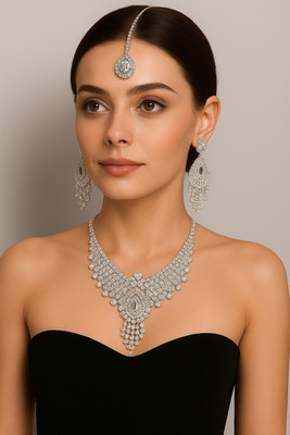 P V COLLECTIONS Alloy Silver Silver Jewellery Set(Pack of 3)