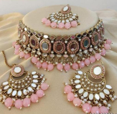 RANUJA PRODUCT Alloy Gold-plated Pink Jewellery Set(Pack of 1)