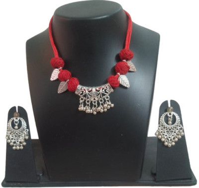 NILU CRAFT Fabric Red Jewellery Set(Pack of 3)