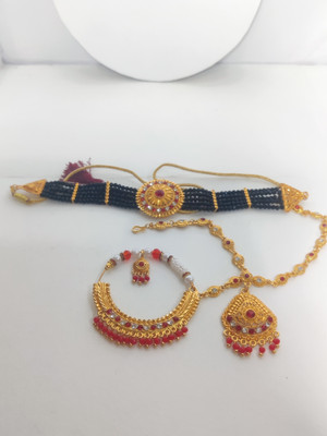 MOHINIMAA ENTERPRISES Crystal, Dori, Alloy Gold-plated Black, Gold Jewellery Set(Pack of 1)