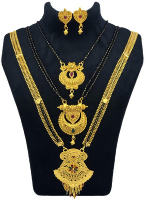 JRD GLOBAL Brass Gold-plated Gold, Multicolor Jewellery Set(Pack of 5)